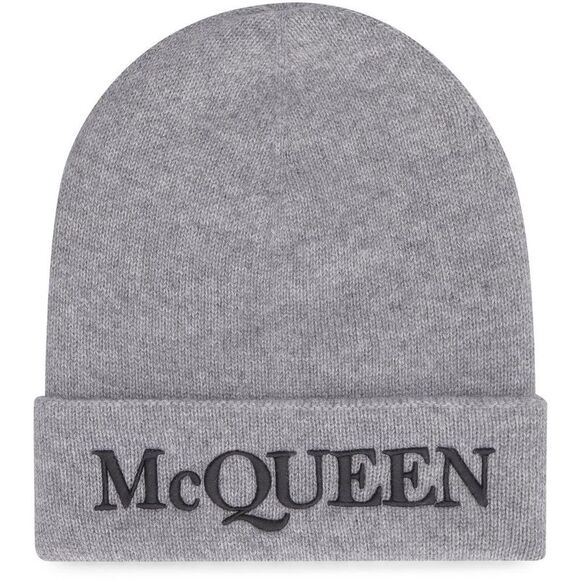 ALEXANDER MCQUEEN Logo Embroidered Beanie Men GREY Hats & Caps